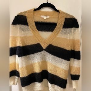 Chinti & Parker Stripped Mohair V-neck Sweater Size Medium